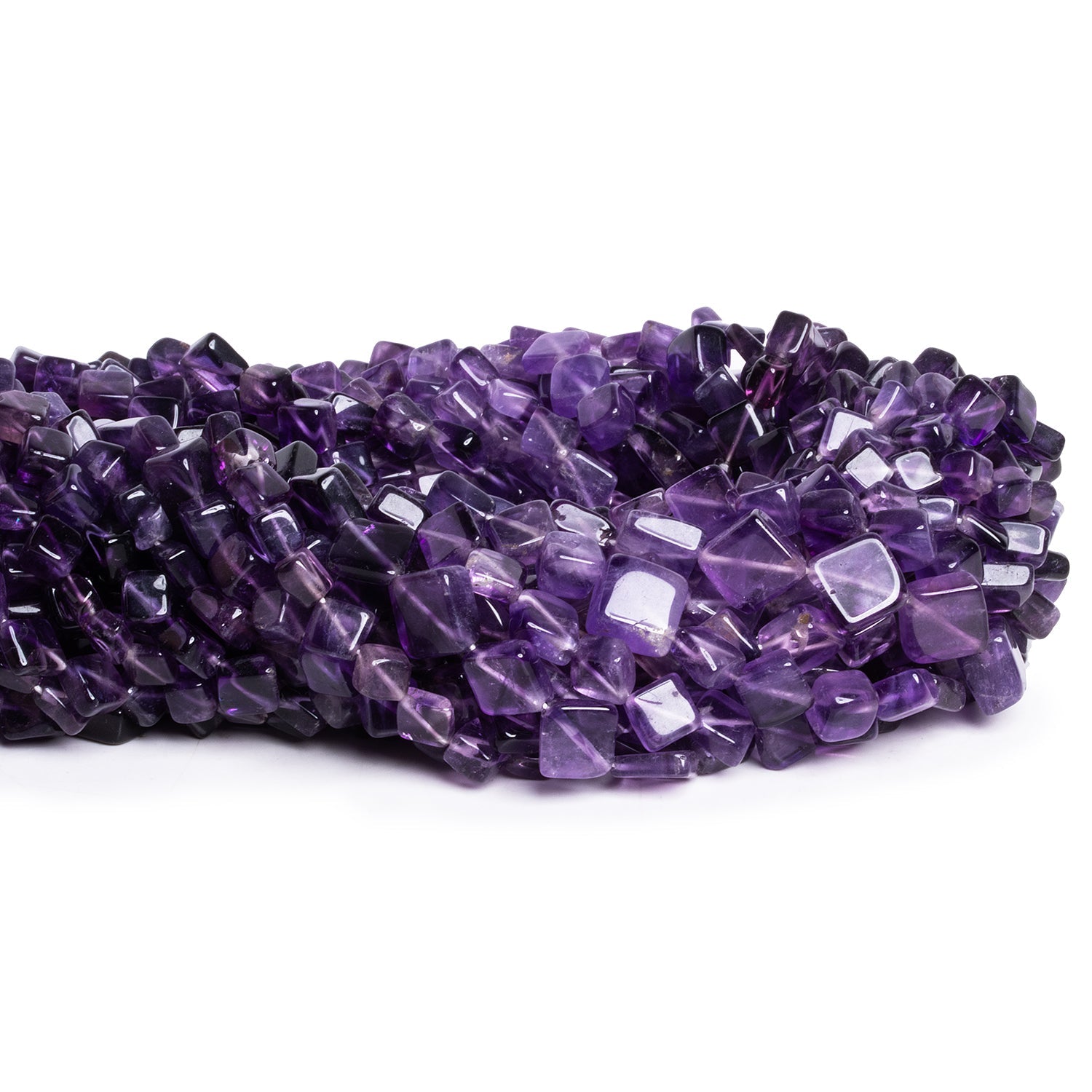 4-8mm Amethyst Plain Diamonds 15 inch 39 beads - The Bead Traders
