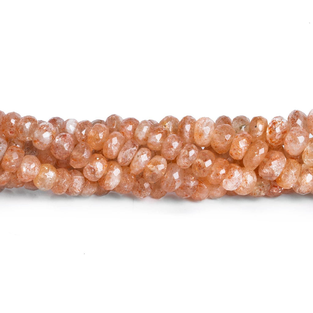 4-9mm Sunstone Faceted Rondelles 18 inch 120 beads - The Bead Traders