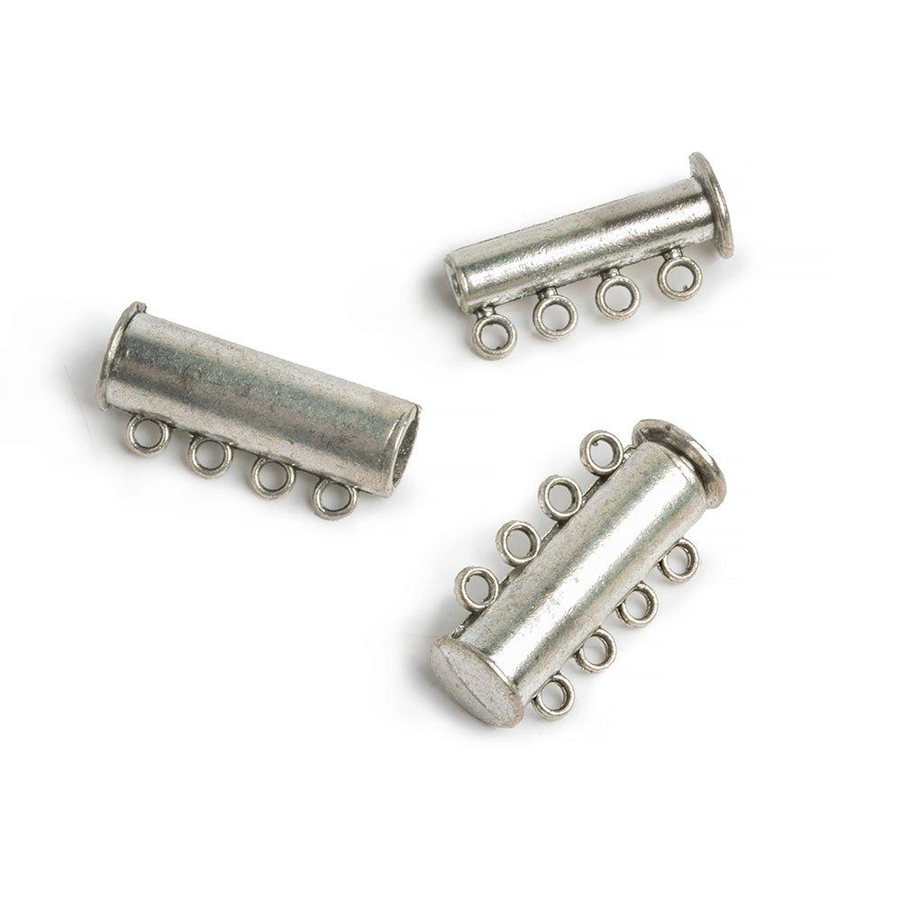 4 Ring Antiqued Silver-tone Magnetic Barrel Clasp 1 piece - The Bead Traders