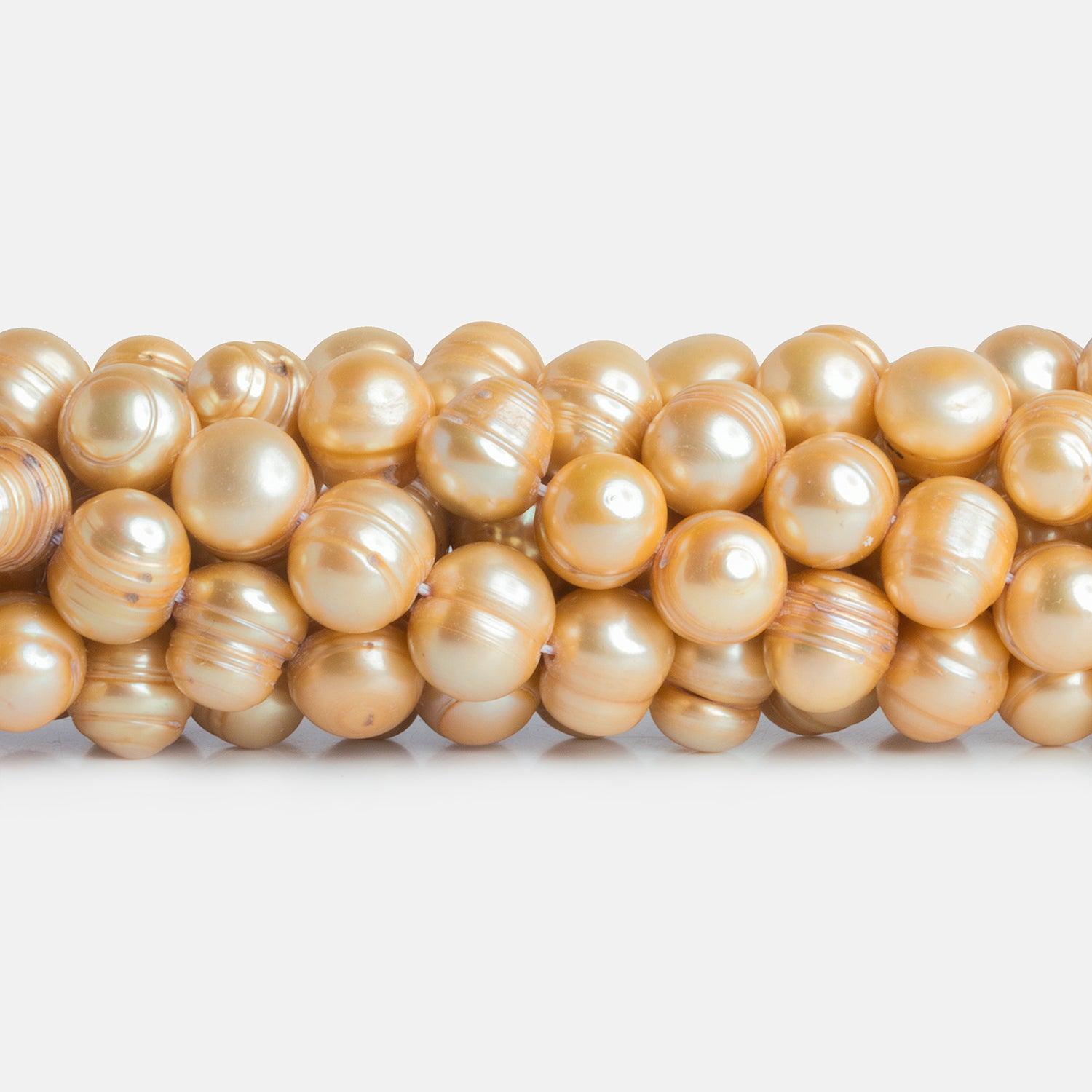 9x11mm Champagne Ringed Baroque Freshwater Pearls 16 inch - The Bead Traders