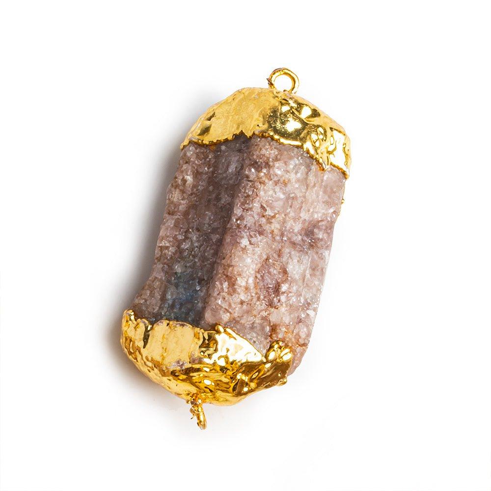 40x12mm-44x19mm Gold Leafed Chocolate Tourmaline Natural Crystal Connector 1 Piece - The Bead Traders