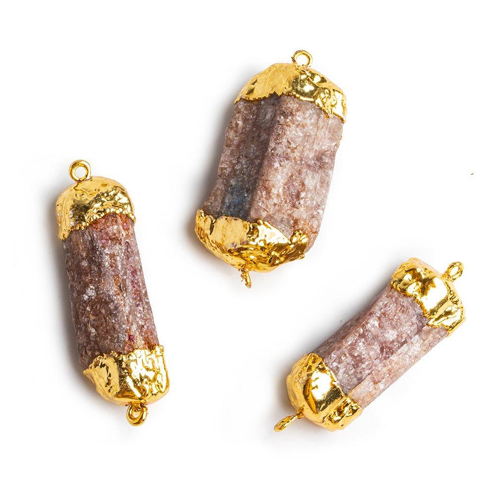40x12mm-44x19mm Gold Leafed Chocolate Tourmaline Natural Crystal Connector 1 Piece - The Bead Traders