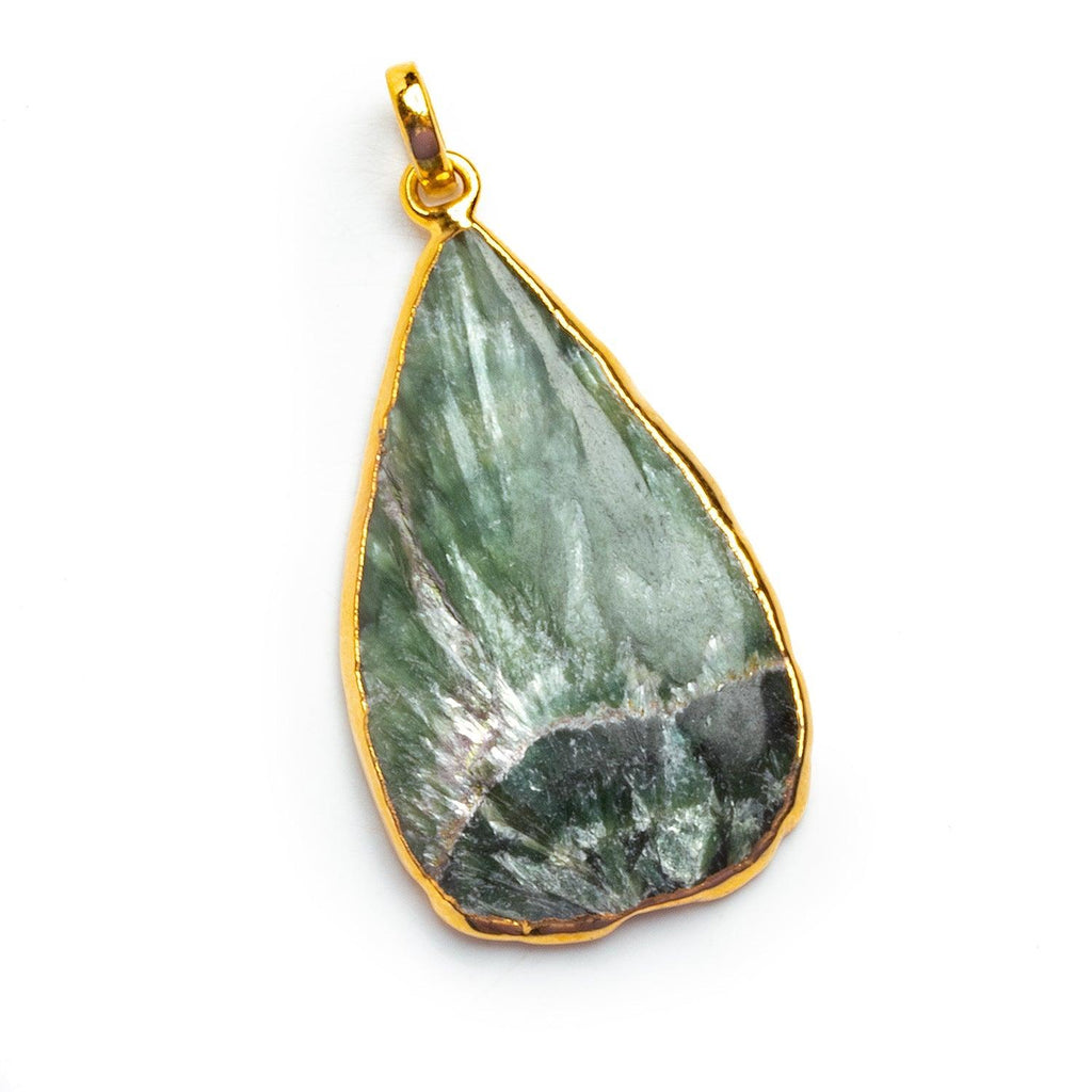 40x24mm Gold Leafed Seraphinite Pear Pendant 1 Piece - The Bead Traders