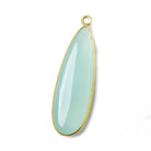 41x14mm Vermeil Bezel SeaBlue Chalcedony plain pear Pendant 1 focal bead - The Bead Traders
