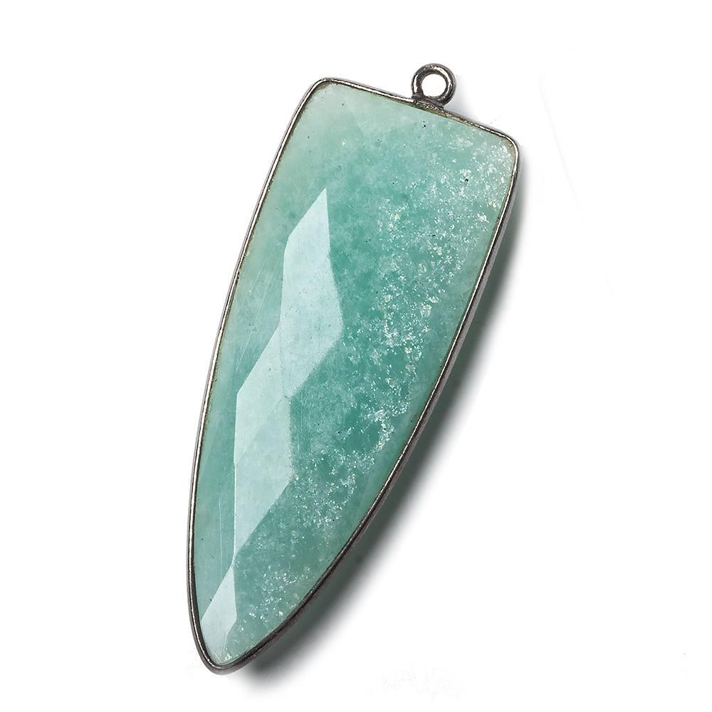 42x16mm Black Gold Bezel Amazonite faceted point 1 piece - The Bead Traders