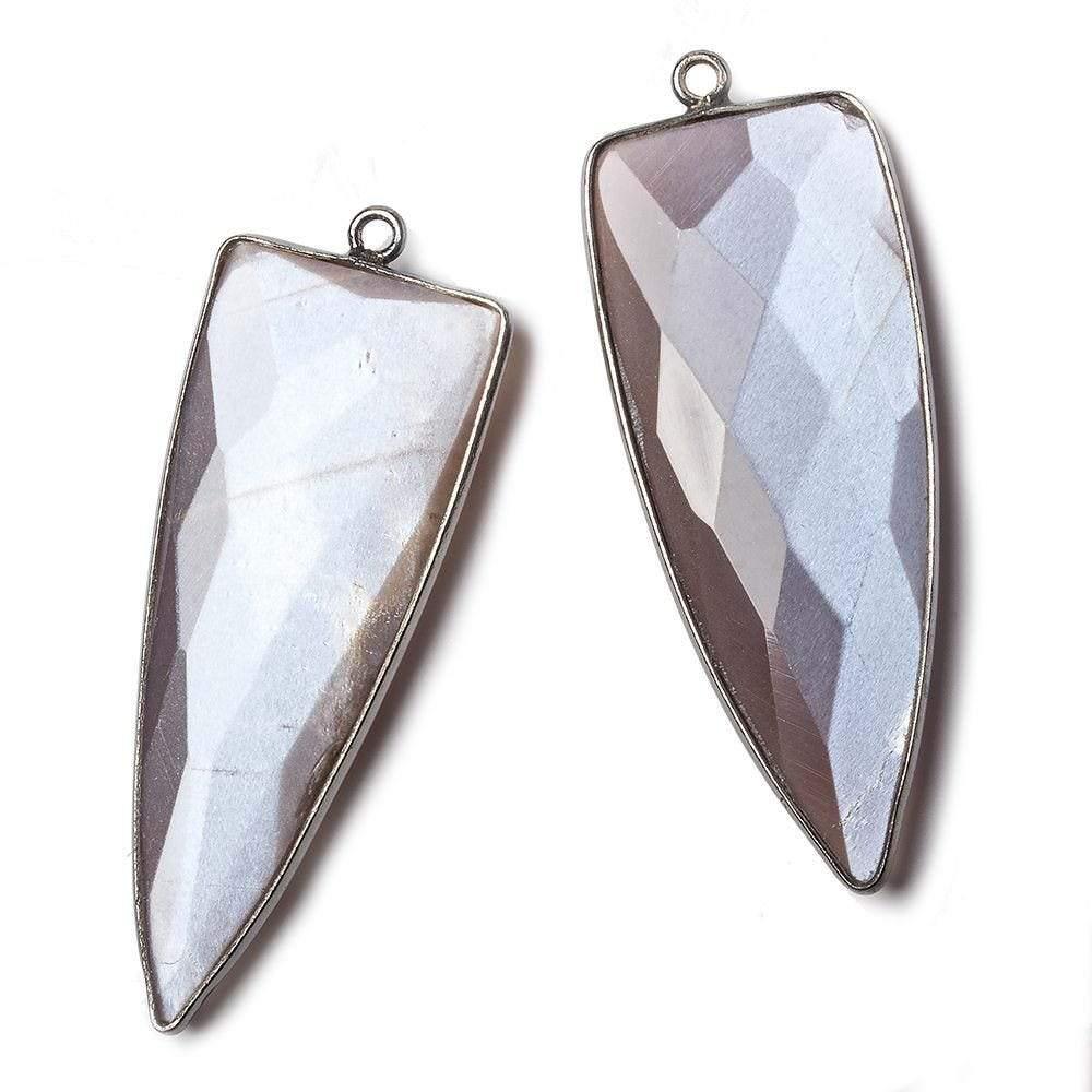 42x16mm Black Gold Bezel Chocolate Moonstone faceted point 1 focal bead - The Bead Traders