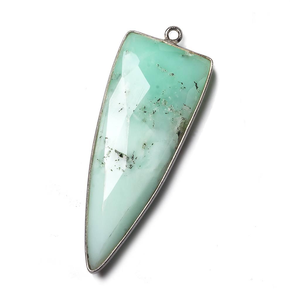 42x16mm Black Gold Bezel Chrysoprase faceted point 1 focal bead - The Bead Traders
