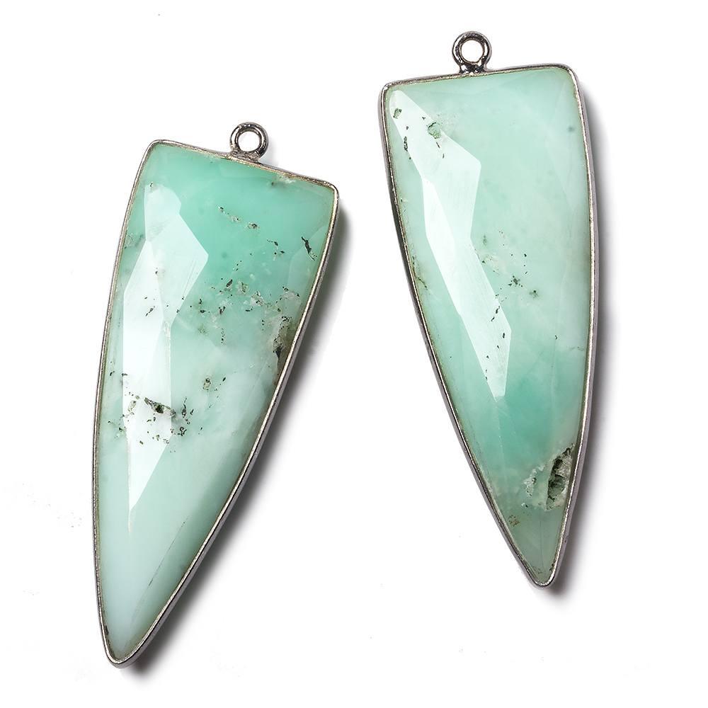 42x16mm Black Gold Bezel Chrysoprase faceted point 1 focal bead - The Bead Traders