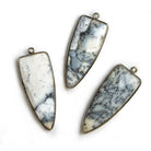 42x16mm Black Gold Bezel Dendritic Opal Point 1 piece - The Bead Traders