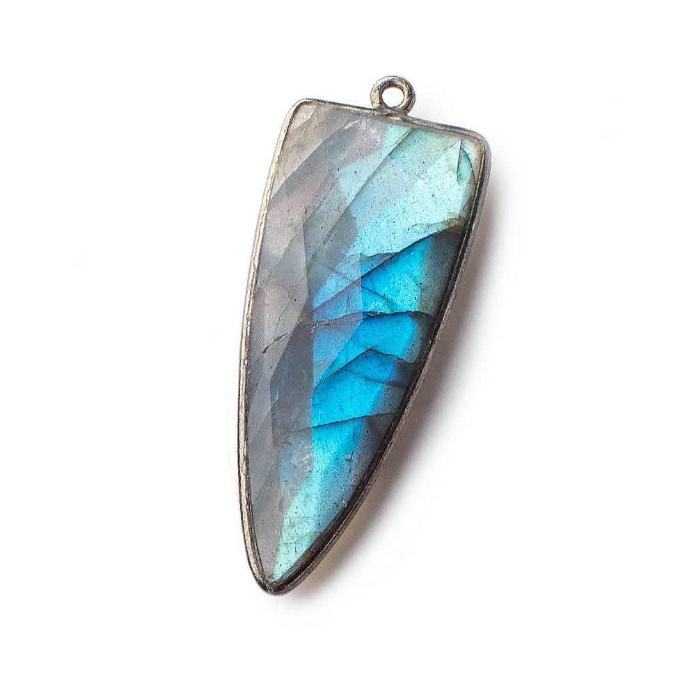42x16mm Black Gold Bezel Labradorite faceted point 1 focal bead - The Bead Traders