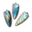 42x16mm Black Gold Bezel Labradorite faceted point 1 focal bead - The Bead Traders