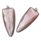 42x16mm Black Gold Bezel Peach Moonstone Point 1 piece - The Bead Traders