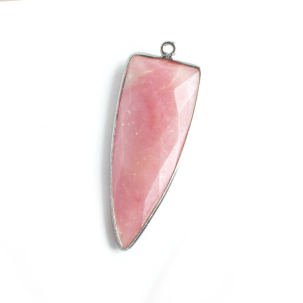 42x16mm Black Gold Bezel Pink Peruvian Opal Point 1 ring Pendant 1 piece - The Bead Traders