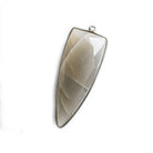 42x16mm Black Gold Bezel Platinum Grey Moonstone faceted point 1 focal bead - The Bead Traders