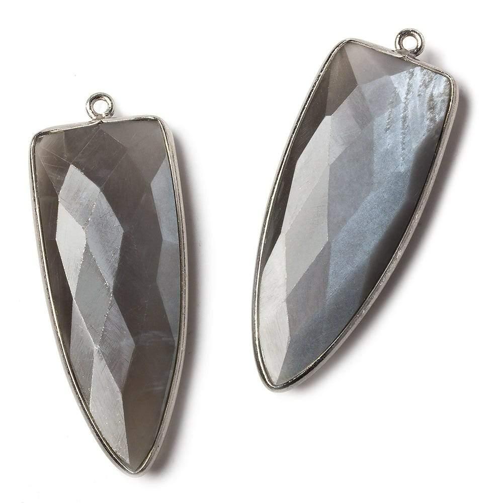 42x16mm Black Gold Bezel Platinum Grey Moonstone Point 1 piece - The Bead Traders