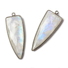 42x16mm Black Gold Bezel Rainbow Moonstone faceted point - The Bead Traders