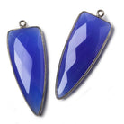 42x16mm Black Gold Bezel Santorini Blue Chalcedony Point 1 ring Pendant 1 piece - The Bead Traders