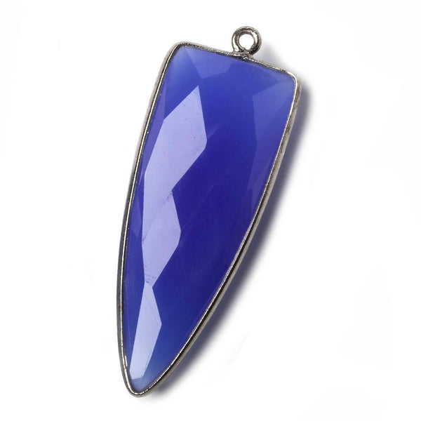 42x16mm Black Gold Bezel Santorini Blue Chalcedony Point 1 ring Pendant 1 piece