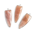 42x16mm Silver .925 Bezel Buff Peach Moonstone Point 1 ring Pendant 1 piece - The Bead Traders