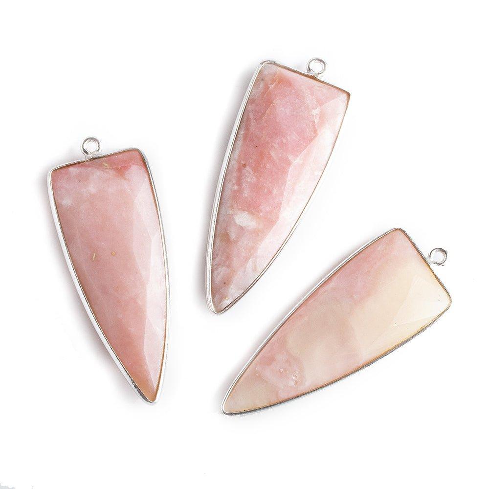 42x16mm Silver .925 Bezel Pink Peruvian Opal Point 1 ring Pendant 1 piece - The Bead Traders