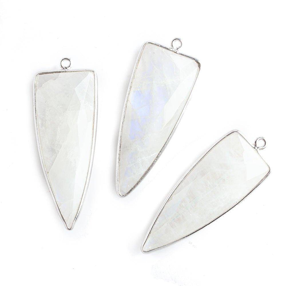 42x16mm Silver .925 Bezel Rainbow Moonstone Point 1 ring Pendant 1 piece - The Bead Traders