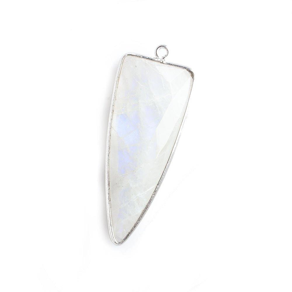 42x16mm Silver .925 Bezel Rainbow Moonstone Point 1 ring Pendant 1 piece - The Bead Traders