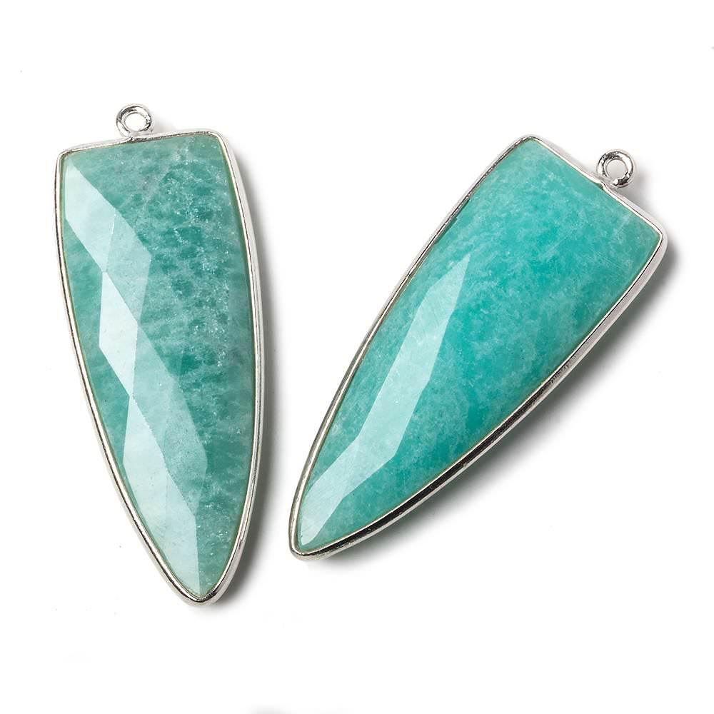 42x16mm Silver Bezel Amazonite faceted point 1 piece - The Bead Traders