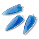 42x16mm Silver Bezel Blue Chalcedony Point 1 piece - The Bead Traders