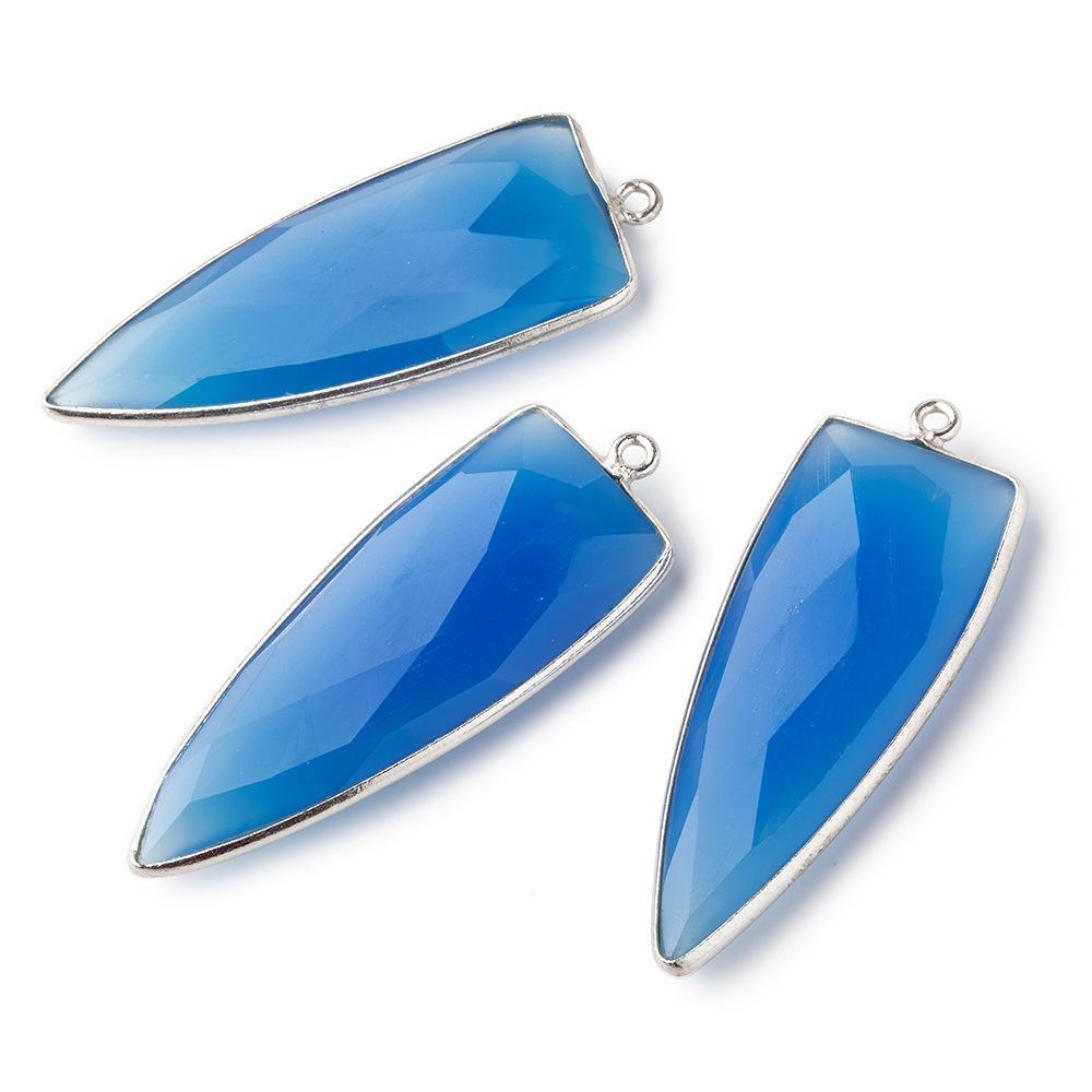 42x16mm Silver Bezel Blue Chalcedony Point 1 piece - The Bead Traders