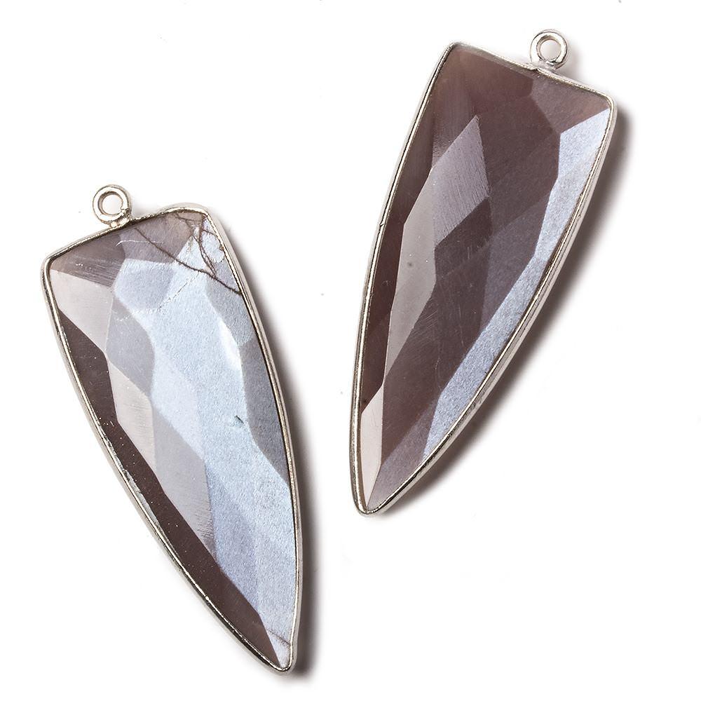 42x16mm Silver Bezel Chocolate Moonstone Point 1 piece - The Bead Traders