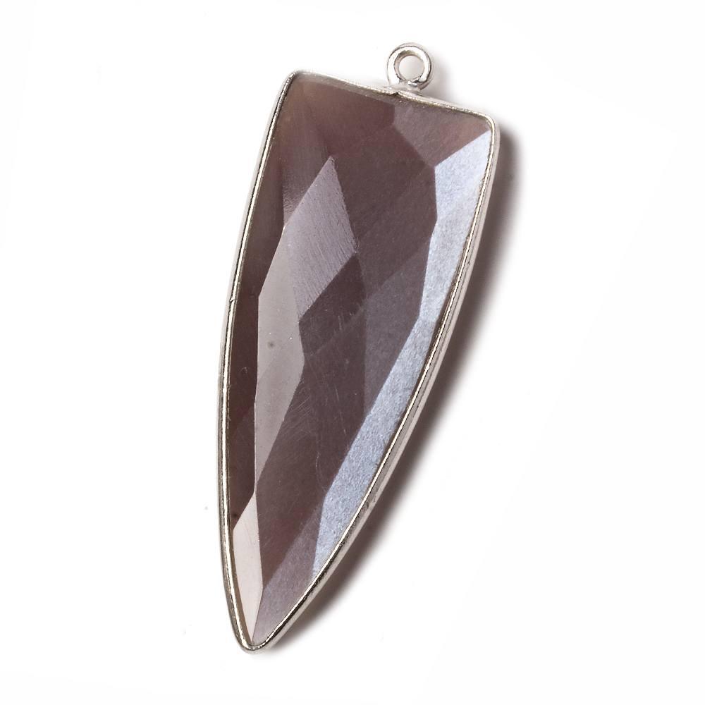 42x16mm Silver Bezel Chocolate Moonstone Point 1 piece - The Bead Traders