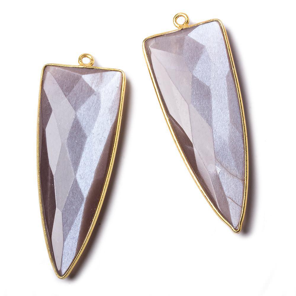 42x16mm Vermeil Bezel Chocolate Moonstone faceted point 1 piece - The Bead Traders