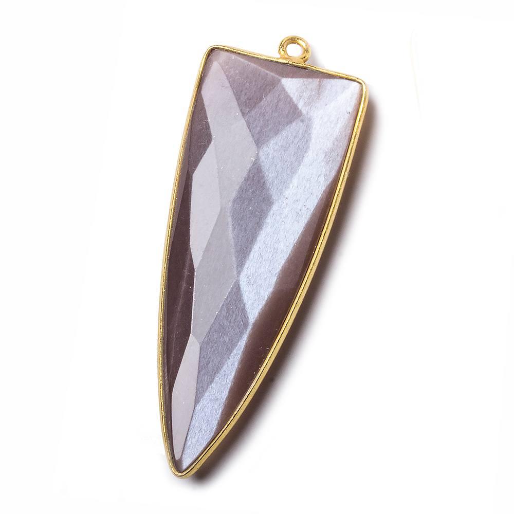 42x16mm Vermeil Bezel Chocolate Moonstone faceted point 1 piece - The Bead Traders