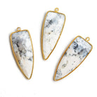 42x16mm Vermeil Bezel Dendritic Opal Point 1 piece - The Bead Traders