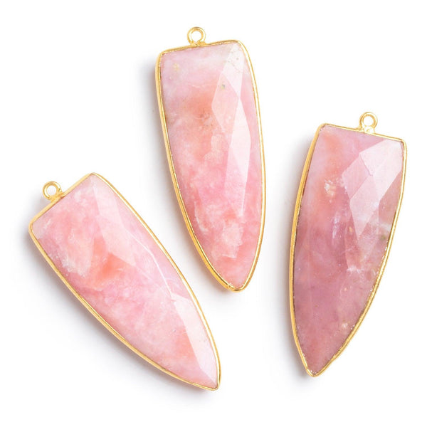 42x16mm Vermeil Bezel Pink Peruvian Opal Point 1 ring Pendant 1 piece
