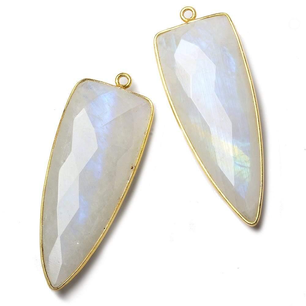 42x16mm Vermeil Bezel Rainbow Moonstone faceted point - The Bead Traders