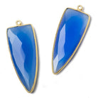 42x16mm Vermeil Bezel Santorini Blue Chalcedony Point 1 ring Pendant 1 piece - The Bead Traders