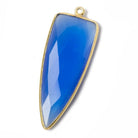 42x16mm Vermeil Bezel Santorini Blue Chalcedony Point 1 ring Pendant 1 piece - The Bead Traders