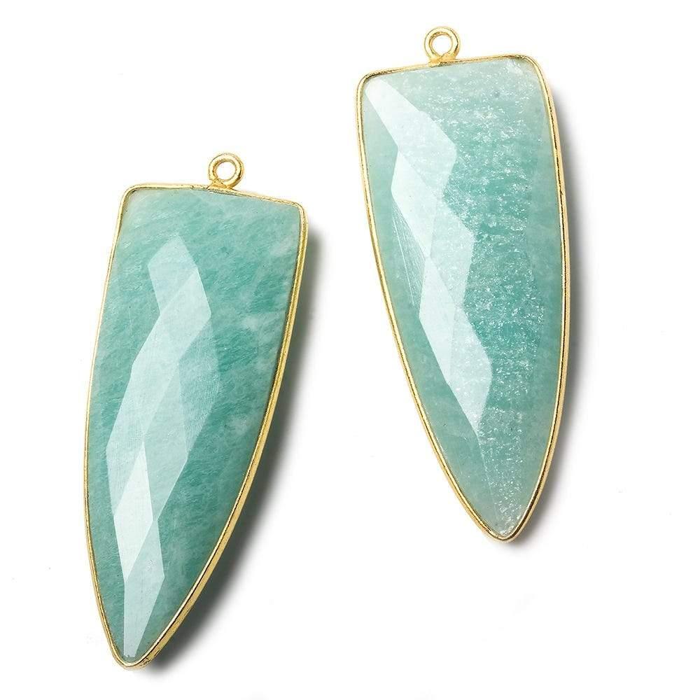 42x16mm Vermeil Bezeled Amazonite Point Pendant 1 piece - The Bead Traders