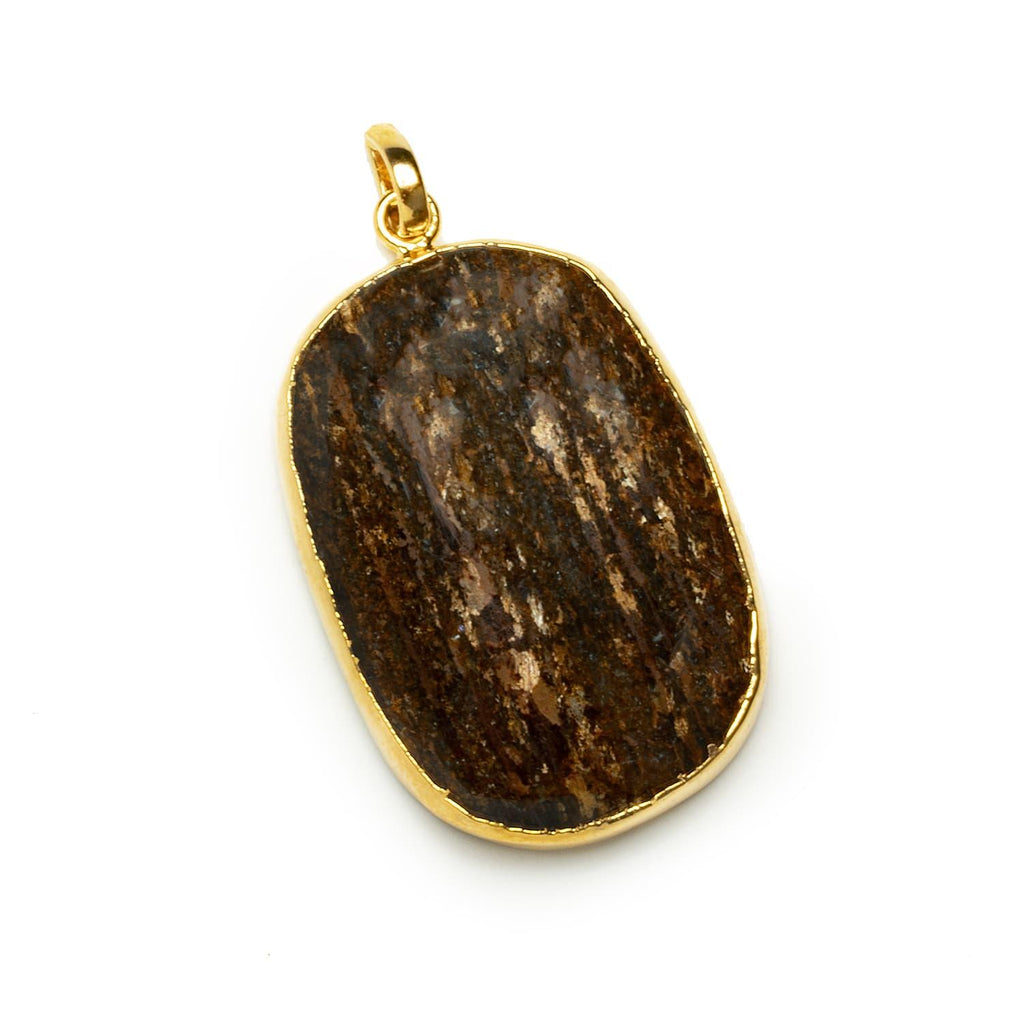 44x28mm Gold Leafed Bronzite Pendant 1 Piece - The Bead Traders