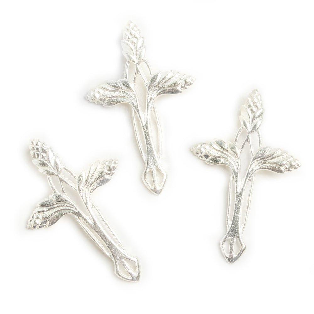 44x28mm Silver plated Filigree Wheat Cross 1 piece - The Bead Traders