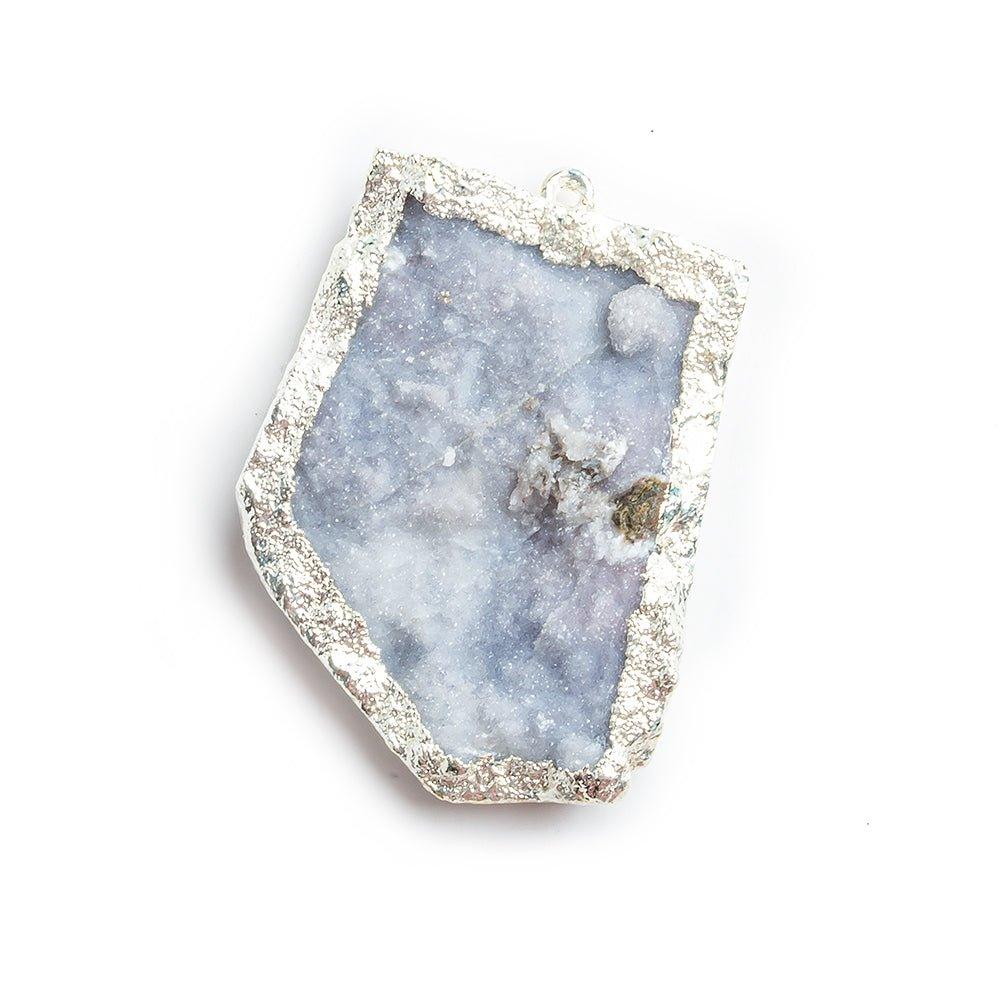 44x38x30mm Silver Leafed White Drusy Focal Pendant 1 piece - The Bead Traders