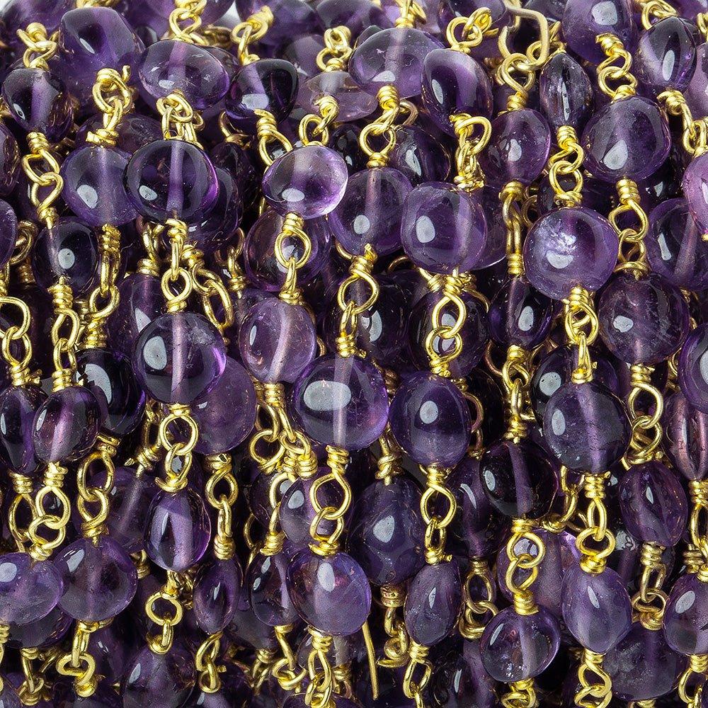 4.5-5mm Amethyst plain Coin Gold plated Chain by the foot 31 beads - The Bead Traders