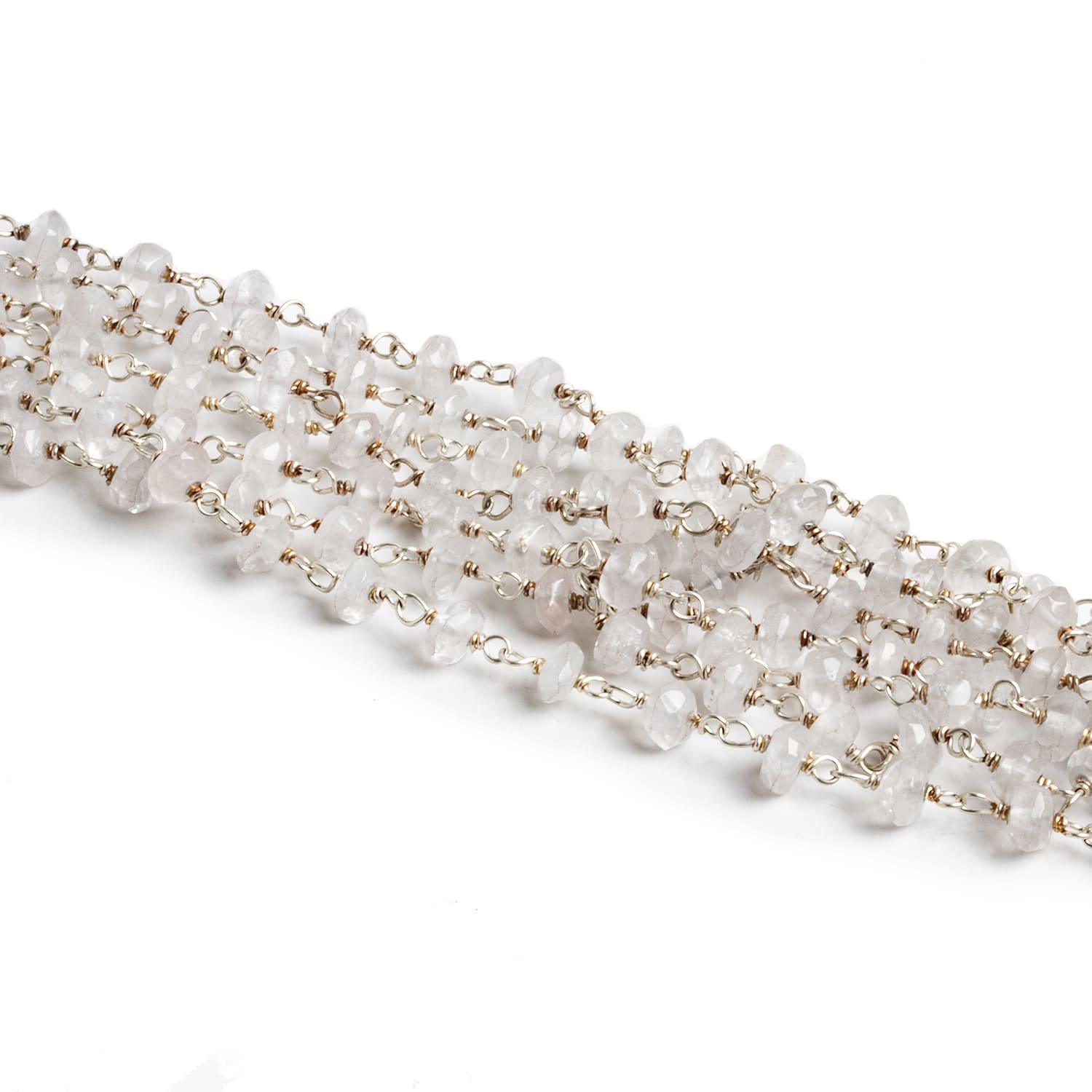 4.5-5mm Crystal Quartz Rondelle Silver Chain - Lot of 6ft - The Bead Traders