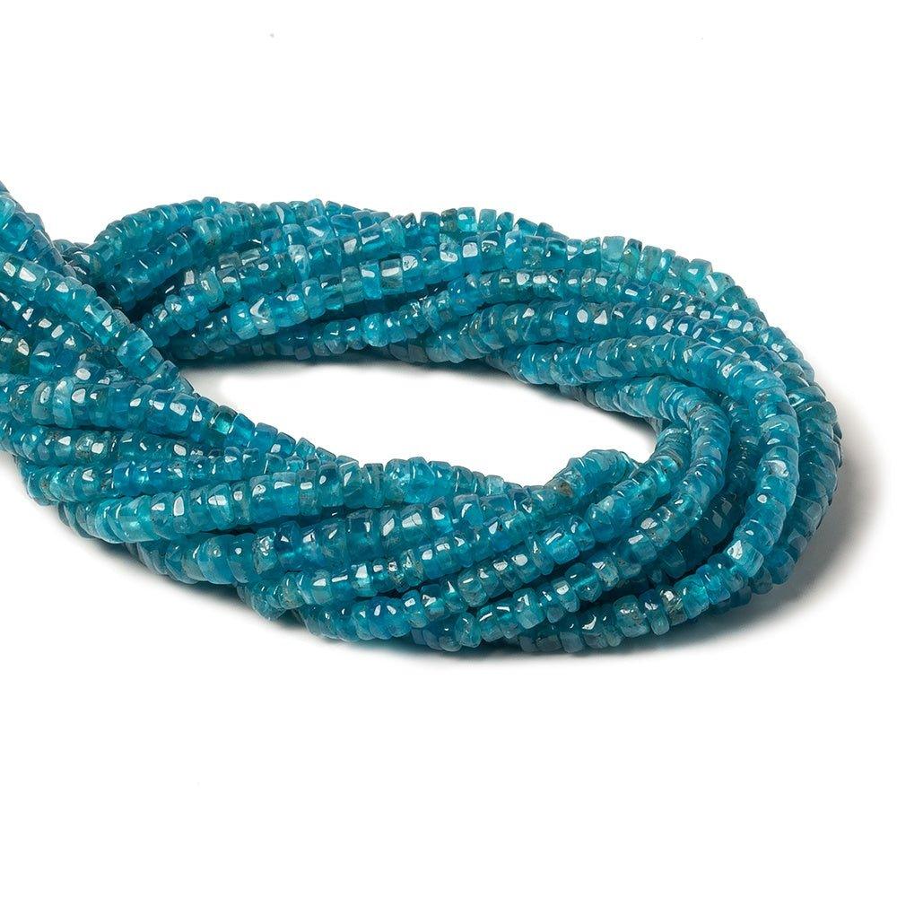 4.5-5mm Neon Blue Apatite Heishi Beads 13 inch 130 pieces - The Bead Traders