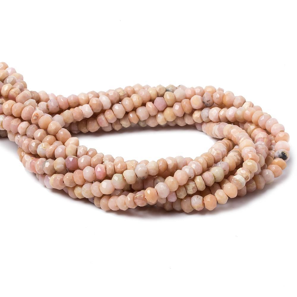 4.5-5mm Pink Peruvian Opal faceted rondelle beads 13 inch 95 pieces - The Bead Traders