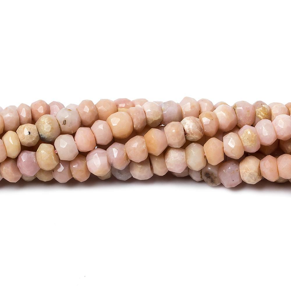 4.5-5mm Pink Peruvian Opal faceted rondelle beads 13 inch 95 pieces - The Bead Traders