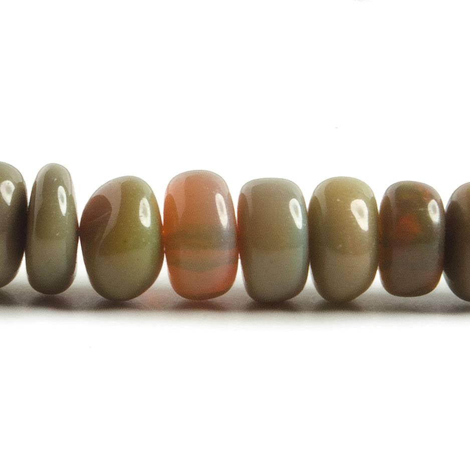 4.5-6.5mm Olive Green Ethiopian Opal plain rondelles 15 inch 127 beads - The Bead Traders