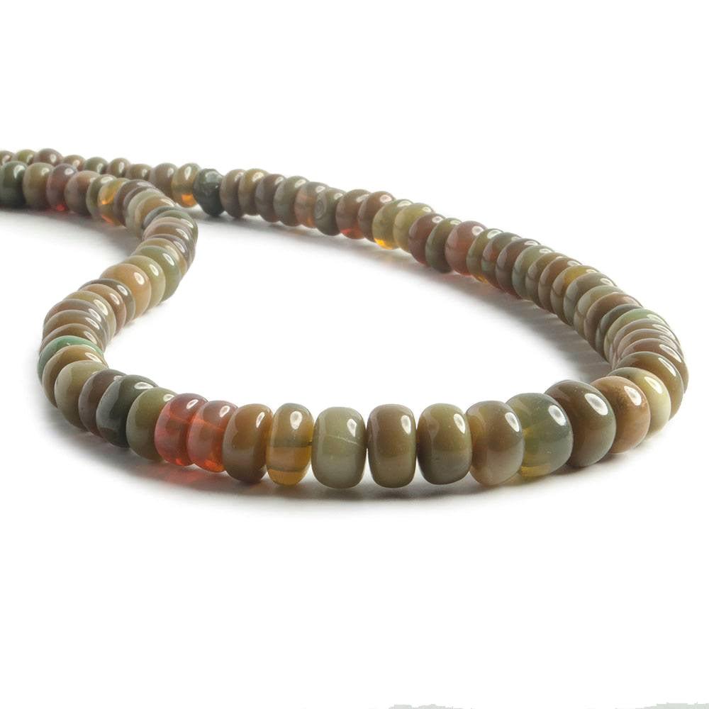 4.5-6.5mm Olive Green Ethiopian Opal plain rondelles 15 inch 127 beads - The Bead Traders