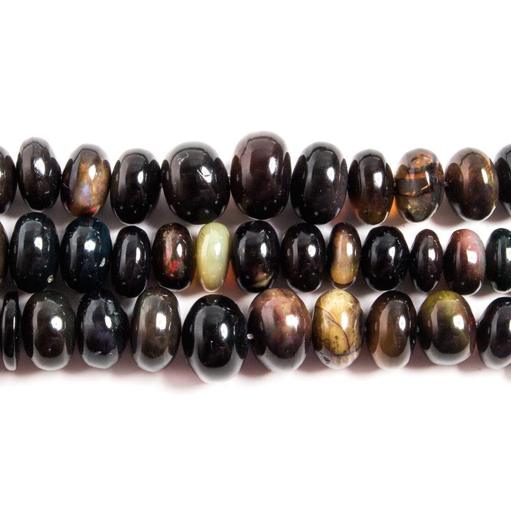 4.5-9mm Black Ethiopian Opal Plain Rondelle Beads 18 inch 126 pieces - The Bead Traders